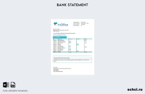 цифровая загрузка шаблона слова банковской выписки Nicaragua Banco Ficohsa